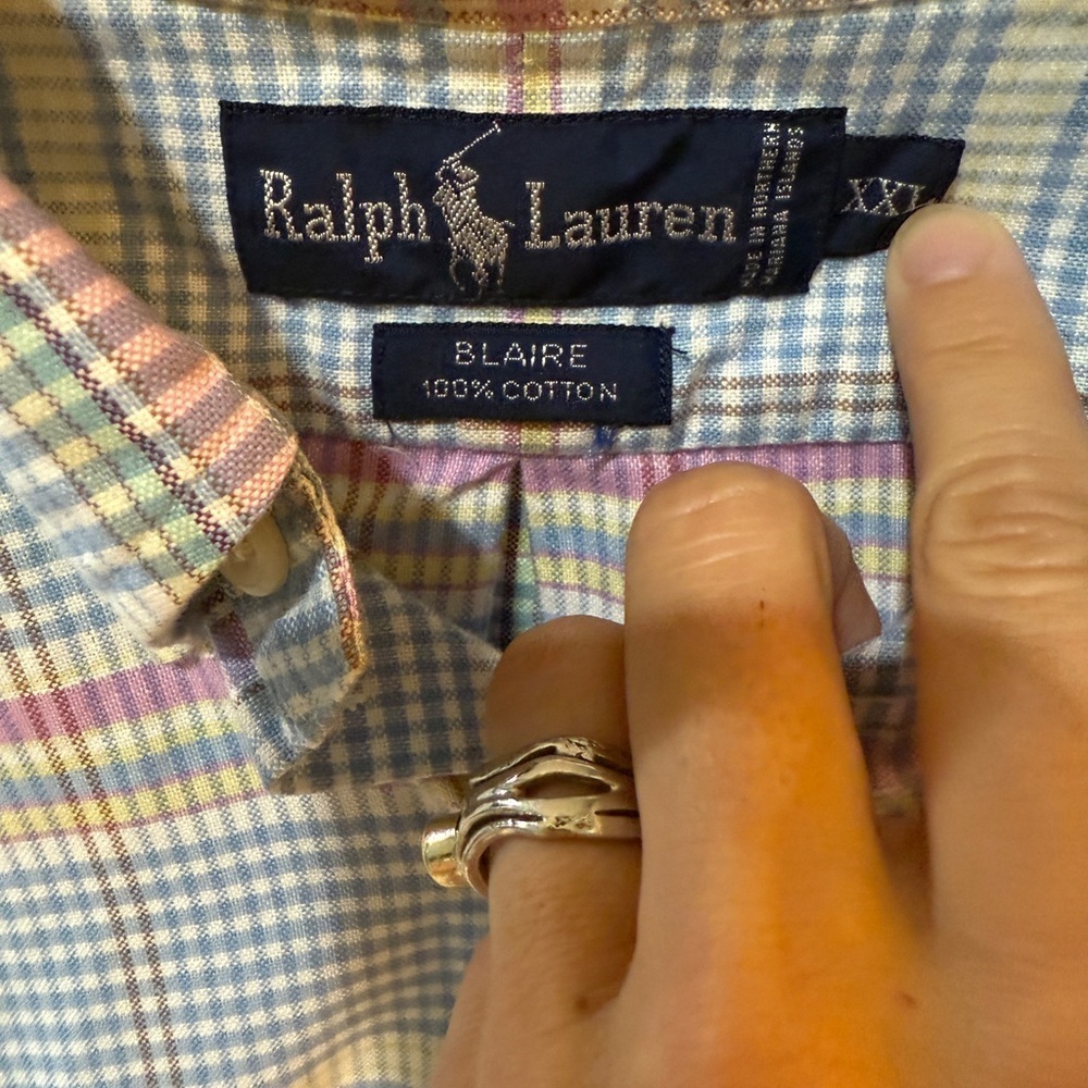 Ralph Lauren Blue and Pink Casual Button Down Shirt very good cond🩷💙 - Picture 6 of 7